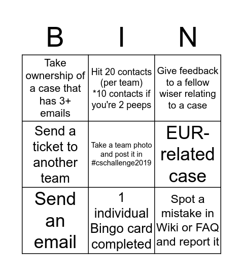CS CHALLENGE 2019 (1) Bingo Card