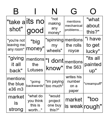 Jody Adcock Bingo Card