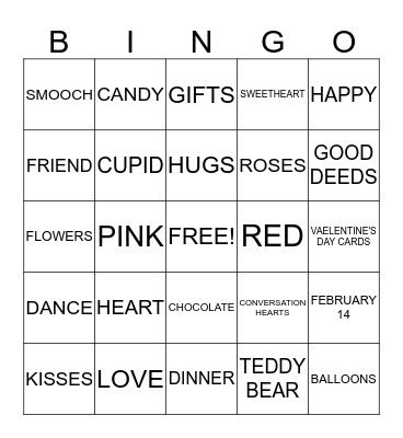 HAPPY VALENTINE'S DAY Bingo Card