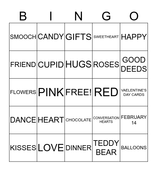 HAPPY VALENTINE'S DAY Bingo Card