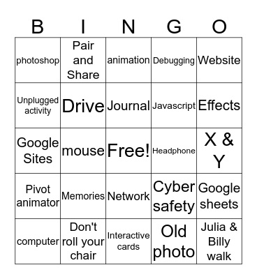 8th Technology Bingo Card