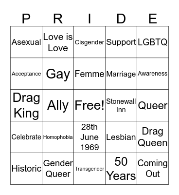 cees Pride Bingo Card