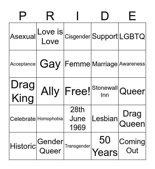 cees Pride Bingo Card