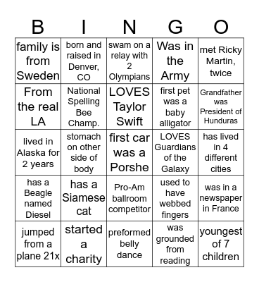 Get to Know Your Teammates Bingo Card