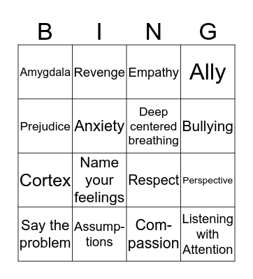 Guidance Bingo Card