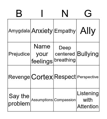 Guidance Bingo Card