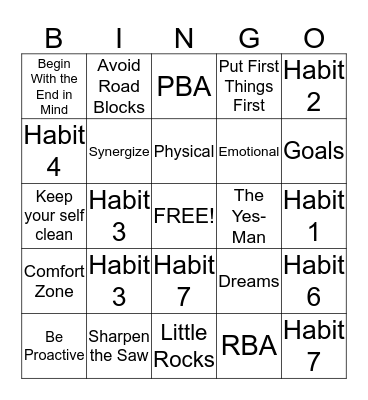 7 Habits Bingo Card