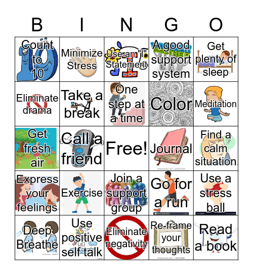 Positive Choices in Stressful Situsations Bingo Card