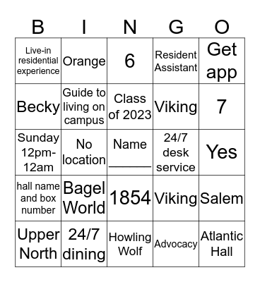 ResLife Bingo Card