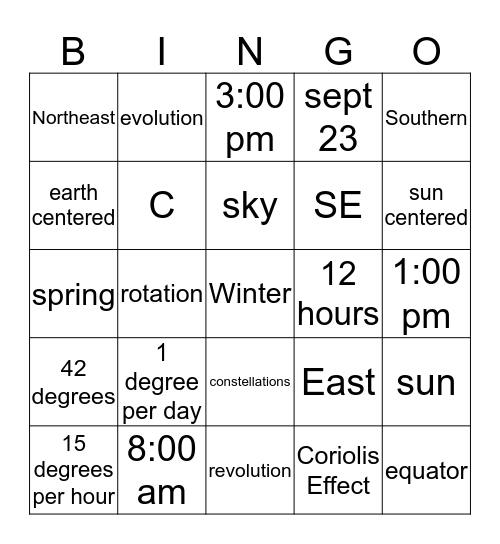 Unit 7 Bingo Card