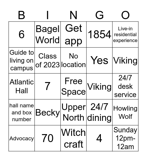 ResLife Bingo Card