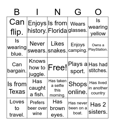 Get to Know Your SCL Co-worker Bingo Card