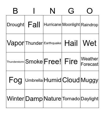 Green Team's Weather Bingo!!! Bingo Card