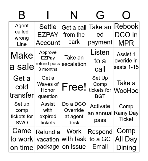 Floor Coach Bingo  Bingo Card