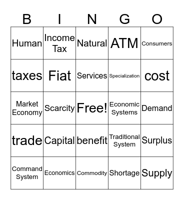 Economics Bingo Card