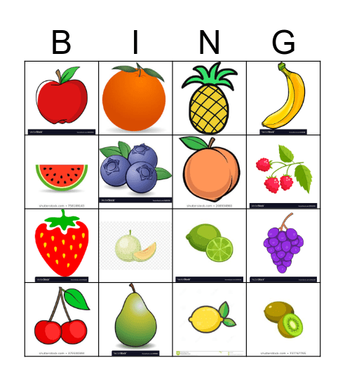 Un Plato de Frutas Bingo Card