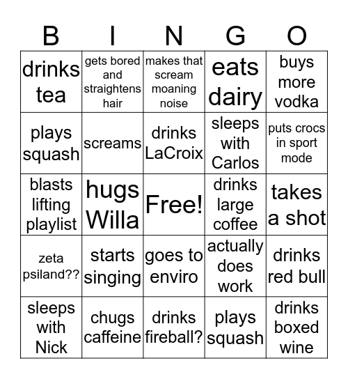 nicole is tired pt 2 Bingo Card