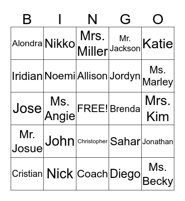 A119 Valentines Party Bingo Card