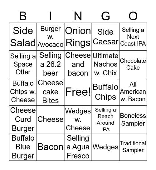 UP SELL! UP SELL! UP SELL! Bingo Card