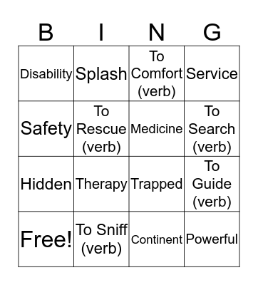 "Dogs at Work" Vocabulary Bingo! Bingo Card