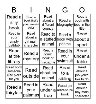 Summer Reading Bingo Card