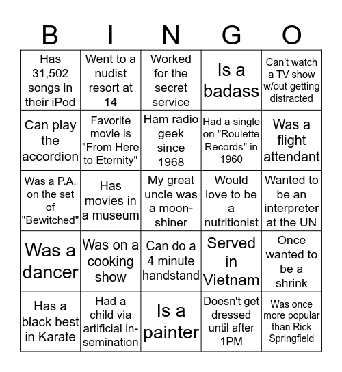 Who Are You Bingo Card