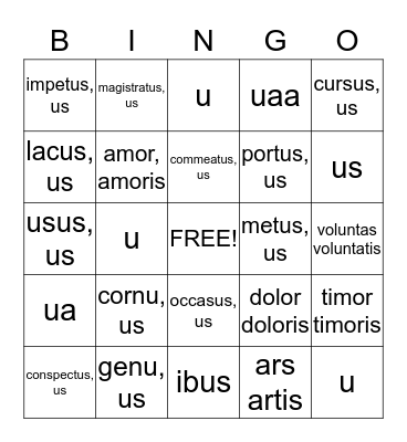 Chapter 21 Bingo Card