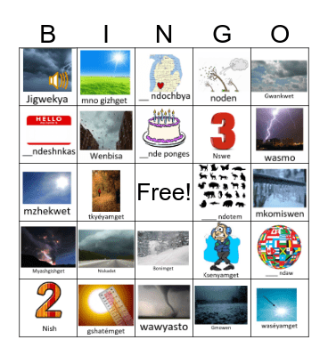 Weather Shishibe Bingo Card