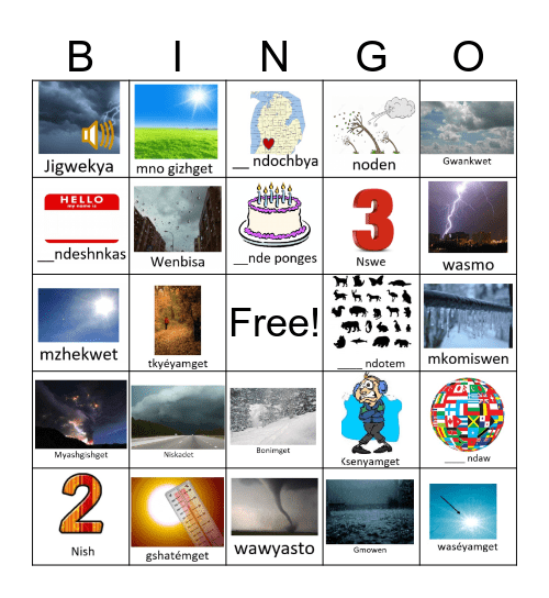 Weather Shishibe Bingo Card