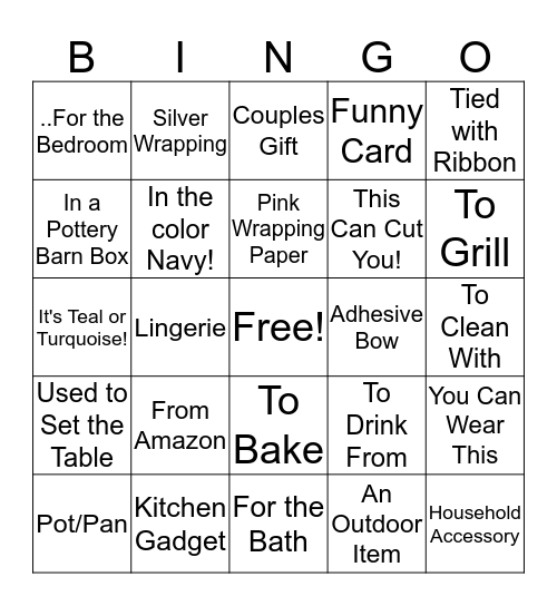 Chloe's Bridal Shower Bingo Card