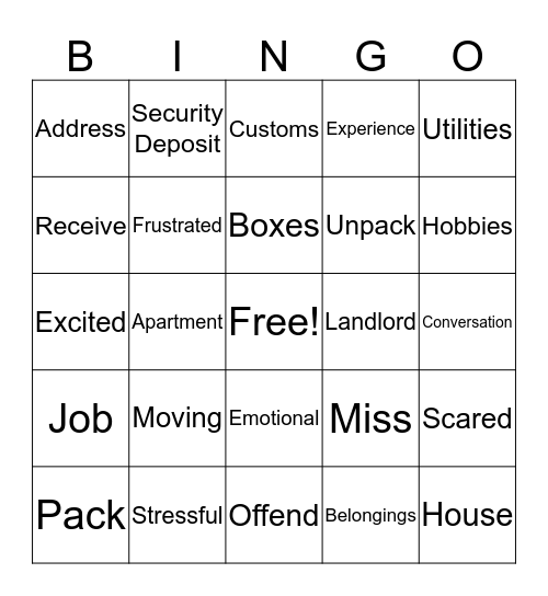 Moving Bingo Card