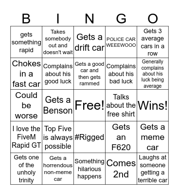 Random All Bingo Card