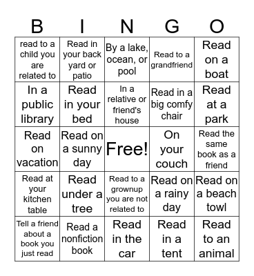 Summer Book Bingo Card