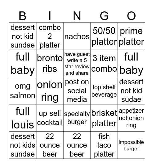 Dillon's BBQ Bingo Card