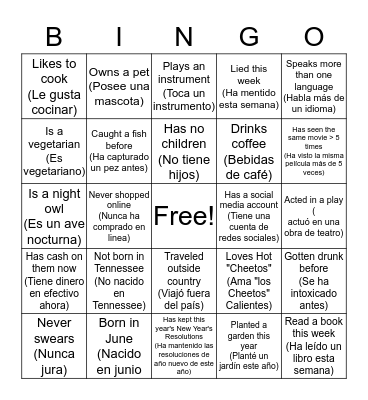 Oh Baby, Getting to Know You! Bingo Card