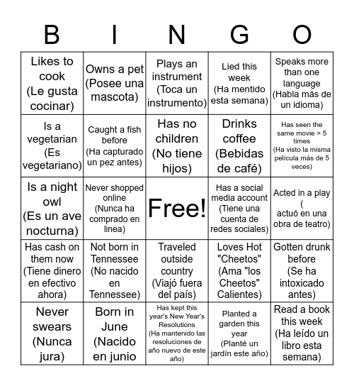 Oh Baby, Getting to Know You! Bingo Card