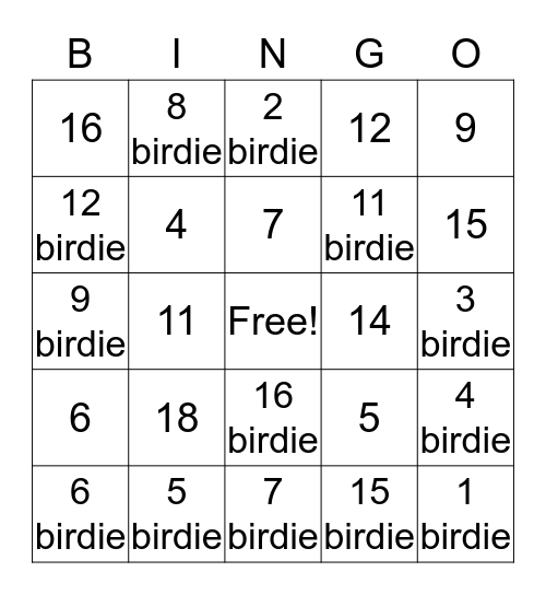 Bingo Blast Bingo Card