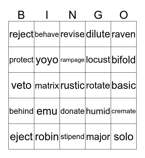 Multi Open Bingo Card