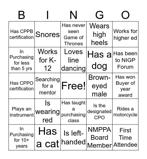 NMPPA Bingo Card