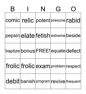 Untitled Bingo Card