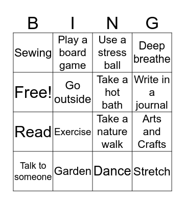 COPING SKILLS Bingo Card