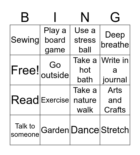 COPING SKILLS Bingo Card