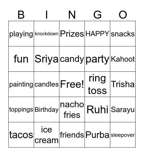 BINGO TIME Bingo Card