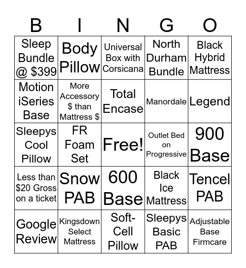 Durham Pointe Bingo Card