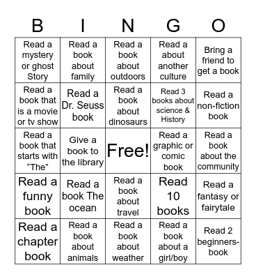 Book It! Bingo Card