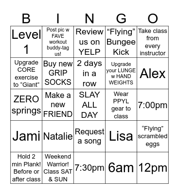 Summer SLAY Bingo Card