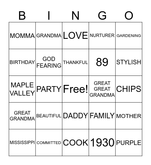 Untitled Bingo Card