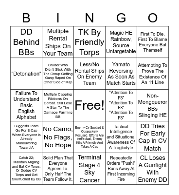 Ranked Bingo Card