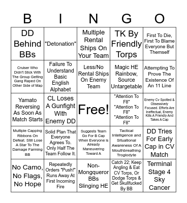 Ranked Teammate Bingo Card