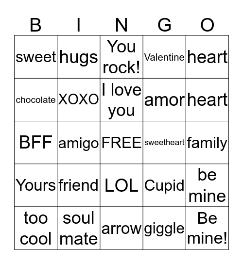 Happy Valentine's Day! Bingo Card